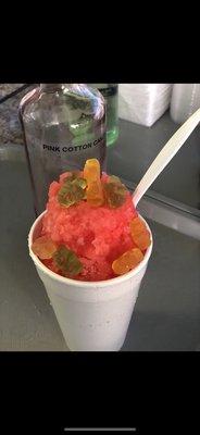 Shaved ice with gummy bears