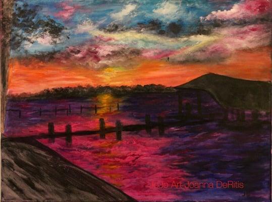 The Boathouse original acrylic on 18 x 24 canvas