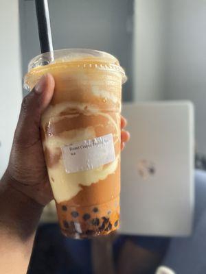 Roast Cream Brûlée Milk tea with boba