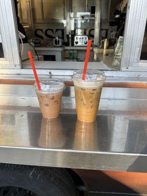 Strawberry hazelnut latte and a hazelnut latte! Delicious