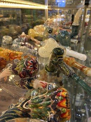 Need glass?   Hand pipes,  bubblers, water pipes, (bongs)