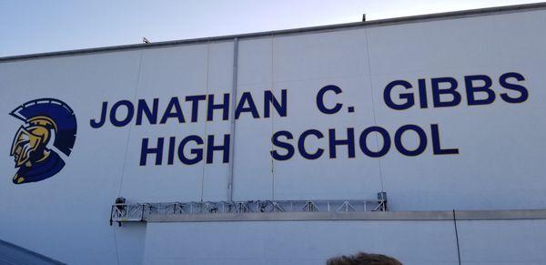 Jonathon C. Gibbs High School Letters are about five feet tall.