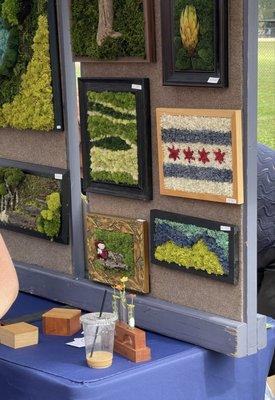 Cool moss art, Chicago flag style