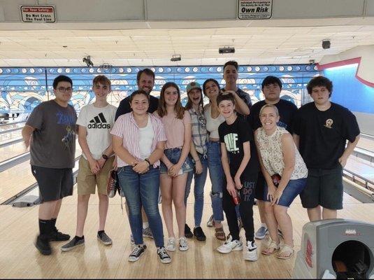 Bowling to kick of the youth group slumber party/ lock-in