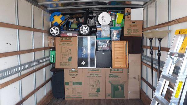 Everything is loaded in the truck tightly, neatly, and carefully!