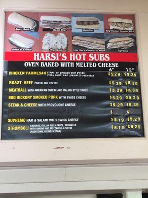 Hot subs menu