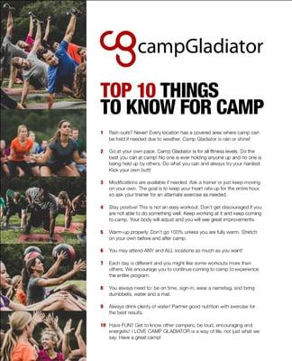 Top 10 things about Camp Gladiator