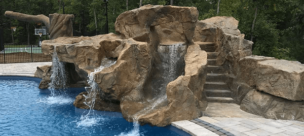 Pool slide with stairs