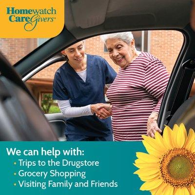 We offer transportation.
Call us for information.  Homewatch Care Givers