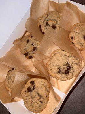 Vegan chocolate chip cookies available to order by the dozen!