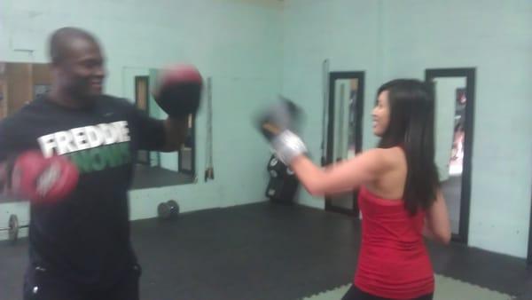 Carmen perfecting her jab.