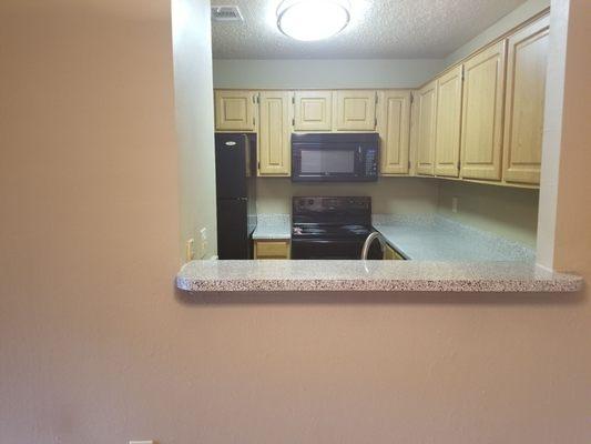 View of kitchen from dining room.