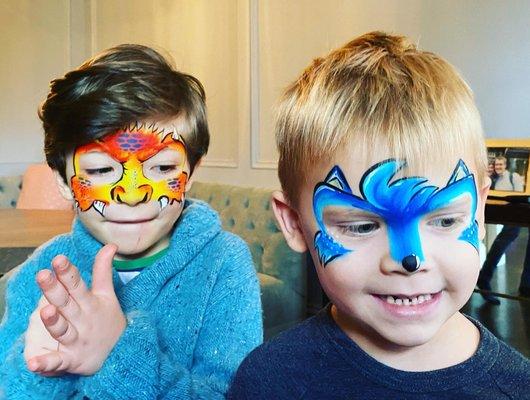 Dragons and sonic pizza party! #facepaint #childrensparty #kidsentertainment #facepainter