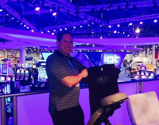 Lucky enough to attend G2E convention representing IGT in their VIP area performing stress relieving chair massage.