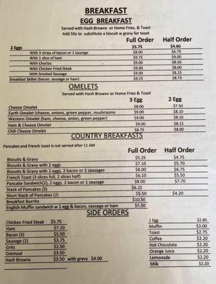 Breakfast Menu