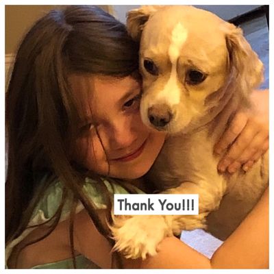 Our sweet Bella pup thanks you!  Our Sophia thanks you, too!