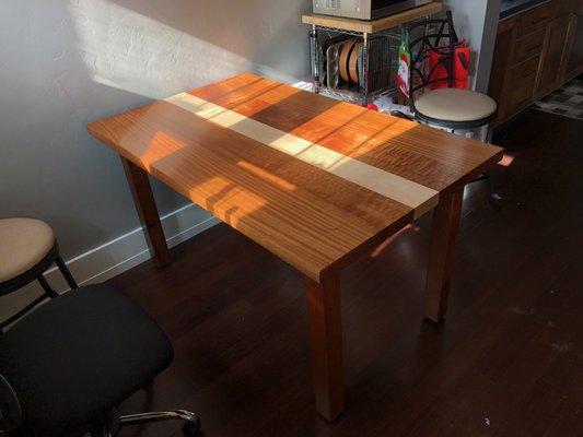 Sapele and maple dining table