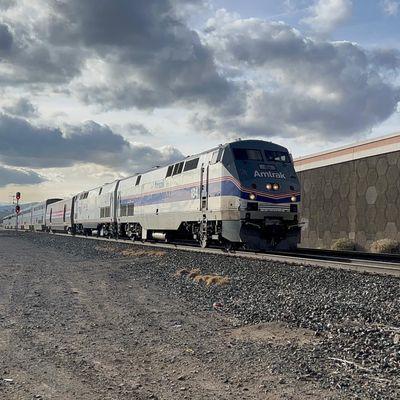 Amtrak California Zephyr Train #6 With Heritage Unit #184 & The Big Game Engine # 157 In Sparks NV