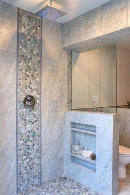 modern shower, with water fall shower head, free stress.