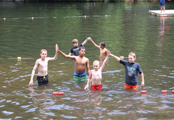 Buddy Check!  Our campers swim every day.