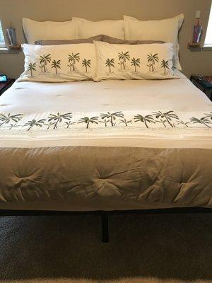 Our California King comforter and pillow shams looking brand new