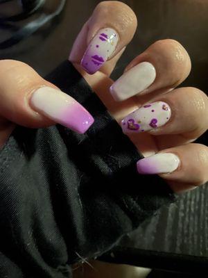 Birthday Nails (also Valentine's Day) love that they change colors and love the hand painted designs by T!