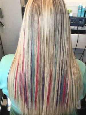 Greatlengths Extensions with crazy color accents