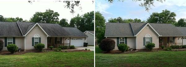 Roof Cleaning Before and After in Greenville, SC by EcoClean