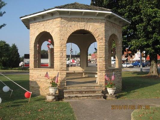 This brick Gazebo is located in front of the Depot.