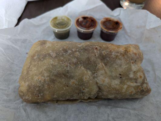 Carne Asada burrito with salsa