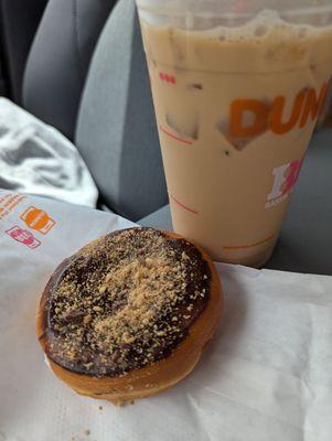 S'mores donut and iced coffee