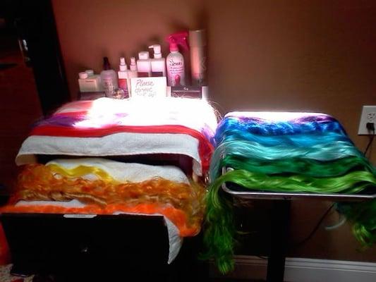 colorful extensions ready to go in