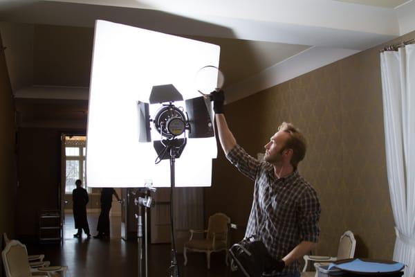 HMI lighting setup on location. Location: Minneapolis, MN.