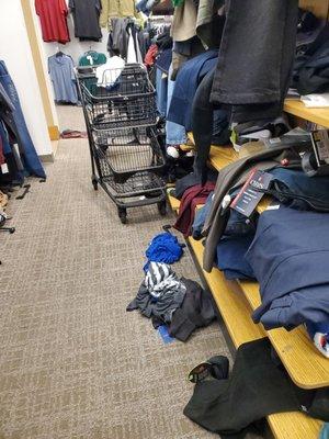 Carts and clothes a mess