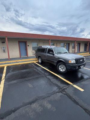 Exterior: safe/secure parking directly in front of room