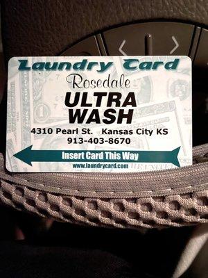 The "Laundry Card" you're required to purchase for $1.00, then load with money, using cash or a credit card, to use this facility.