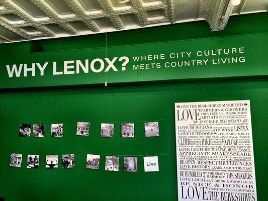 Interior wall, "Why Lenox?", Lenox Visitors Center