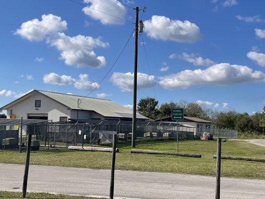 The shelter is mostly outdoors making viewing adoptable dogs easy