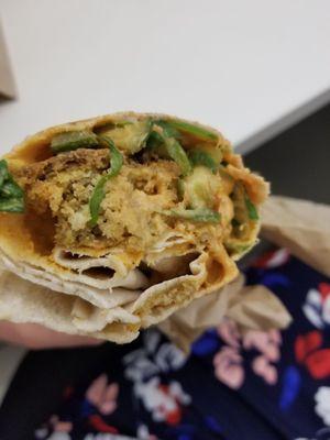 Inside of the falafel wrap