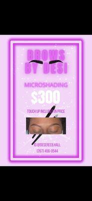 $300 brow special. Text number for all apointments