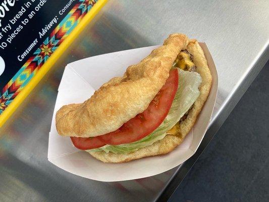 Rez Burger aka Frybread Burger by Little Wolf Frybread @ Eastport Food Carts 97226