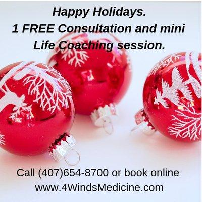 Happy Holidays.  Free Life coaching consultation and mini session.