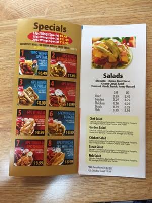 Specials and salads