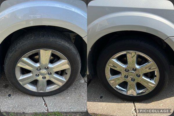 Wheel cleaning! Before and after.