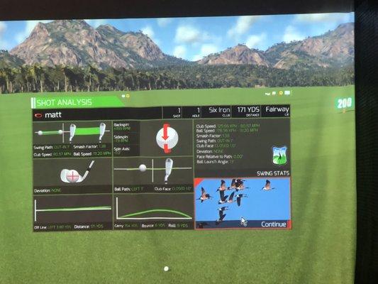 Computer data shows me my exact swing path and club face angle.