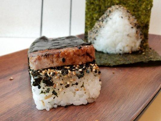 Artisanal spam musubi and umami bomb.  It was ok. Felt like the filling to rice proportions were off but it tasted fine.