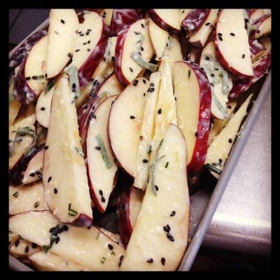 Apple Sesame Salad ~ Red Delicious Apples, Yogurt, Sesame Seeds, Lemon Zest, Fresh Sage & Rosemary