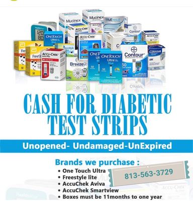 Call   or message 813-563-3729 to get easy money for your unused test strips..Every bit counts during times like these.