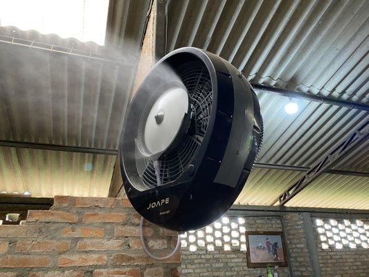 Wall mount misting fans