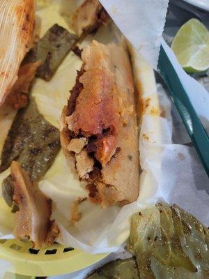 I don't know whatbto say about this tamale.  It was so old and what overcooked. The taste was so bad I had to spit it out.